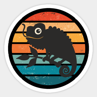 Chameleon Silhouette Retro Sunset Chameleon Lover Sticker